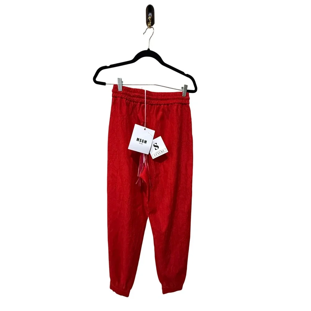 MSGM Jogger Pants Red New Textured Jacquard Size 6